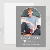 Faire-part Casquette moderne Arch Grad Photo Grey Graduation (Devant / Derrière)