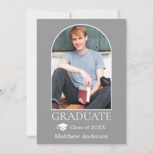 Faire-part Casquette moderne Arch Grad Photo Grey Graduation