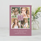 Faire-part Cassis violet moderne photo Collage Graduation (Debout devant)