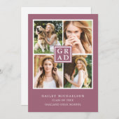 Faire-part Cassis violet moderne photo Collage Graduation (Devant / Derrière)