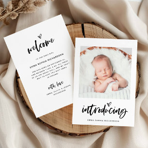 Faire-part Casual Script Photo et naissance cardiaque