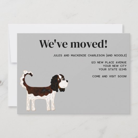 Faire-part Cavalier King Charles Spaniel Dog Moving New Home (Devant)