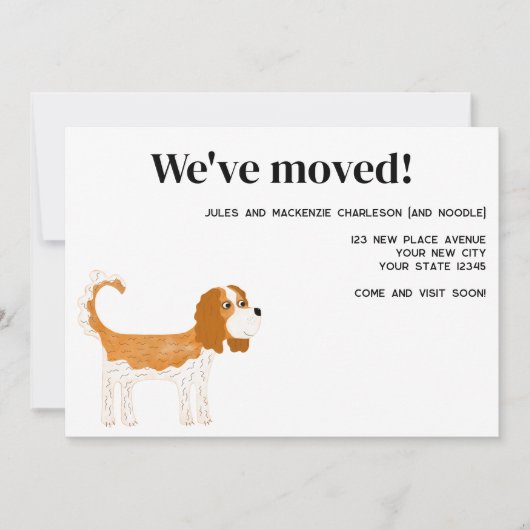 Faire-part Cavalier King Charles Spaniel Dog Moving New Home (Devant)