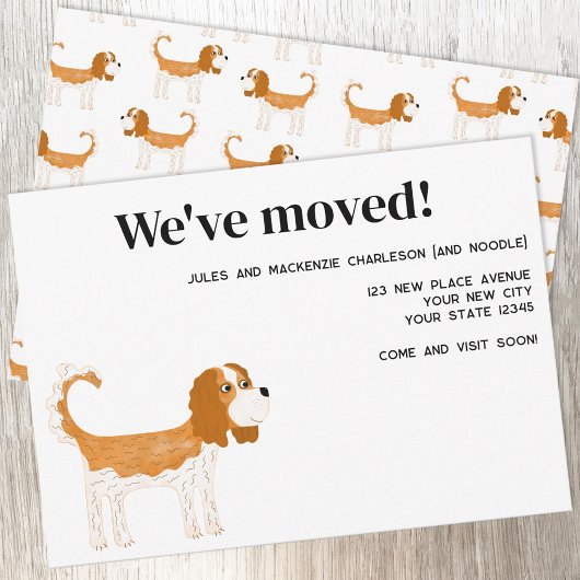 Faire-part Cavalier King Charles Spaniel Dog Moving New Home