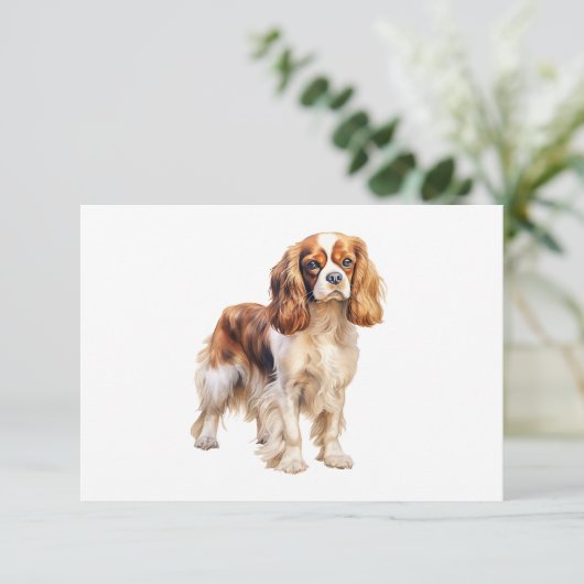 Faire-part Cavalier King Charles Spaniel print Dog art print (Debout devant)