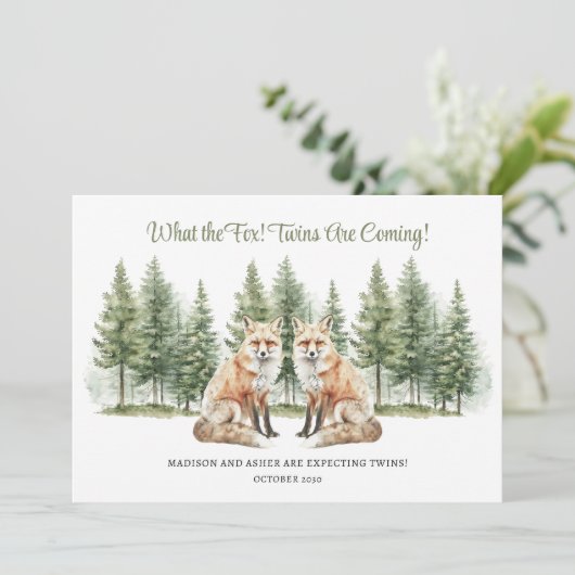 Faire-part Ce que les jumeaux Fox viennent Fox thème Grossess (Debout devant)