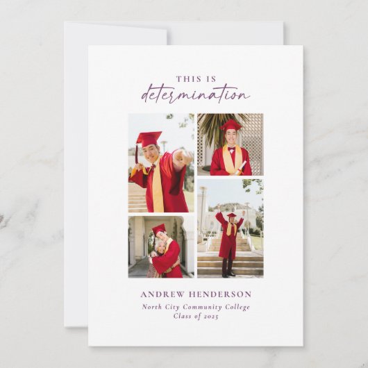 Faire-part Ceci est Determination Purple Photo Graduation (Devant)