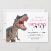 Faire-part Célébration d'anniversaire de Dinosaure, une fille (Devant)