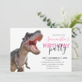 Faire-part Célébration d'anniversaire de Dinosaure, une fille (Debout devant)