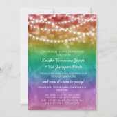 Faire-part Célébration de fuite amoureuse avec guirlandes et  (Devant)