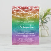 Faire-part Célébration de fuite amoureuse avec guirlandes et  (Debout devant)