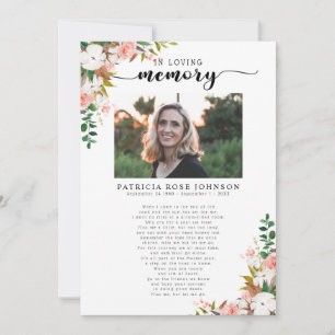 Faire-part Célébration de la vie Funeral Poem Card