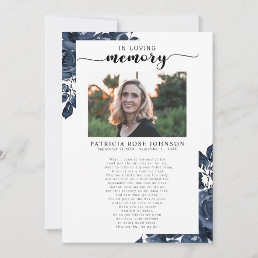 Faire-part Célébration de la vie Funeral Poem Card (Devant)