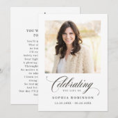 Faire-part Célébration de la vie Photo Funeral Memorial Card (Devant / Derrière)