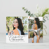Faire-part Célébration du diplômé blanc multi photo (Debout devant)