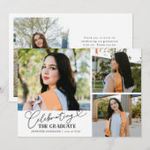 Faire-part Célébration du diplômé blanc multi photo (Devant / Derrière)