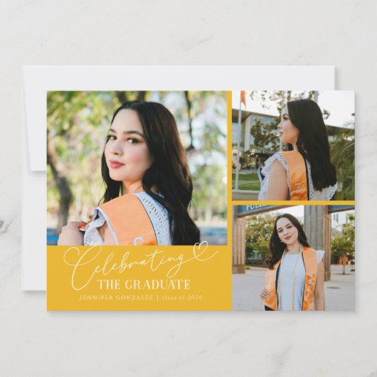 Faire-part Célébration du diplômé jaune multi photo (Devant)