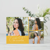 Faire-part Célébration du diplômé jaune multi photo (Debout devant)