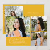 Faire-part Célébration du diplômé jaune multi photo (Devant / Derrière)