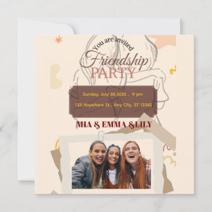 Faire-part Célébration élégante de fête d'amitié avec photo