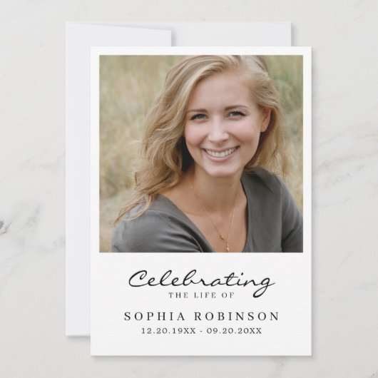 Faire-part Celebration of Life Photo Funeral Memorial Card (Devant)
