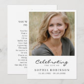 Faire-part Celebration of Life Photo Funeral Memorial Card (Devant / Derrière)