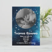 Faire-part Céleste Bleu Profond Espace extra-atmosphérique Na (Debout devant)