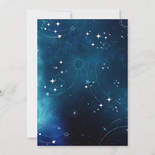 Faire-part Céleste Bleu Profond Espace extra-atmosphérique Na (Dos)