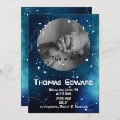 Faire-part Céleste Bleu Profond Espace extra-atmosphérique Na (Devant / Derrière)