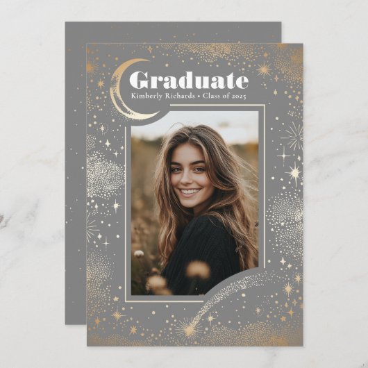 Faire-part Celestial Modern Graduate Photo Graduate (Devant / Derrière)