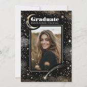 Faire-part Celestial moderne noir Diplômé photo (Devant)