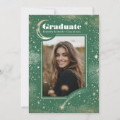 Faire-part Celestial Moderne Vert Diplômé Photo Graduate (Devant)