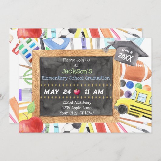 Faire-part Cérémonie de remise des diplômes élémentaires Invi (Devant / Derrière)