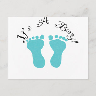 Faire-part C'est des empreintes de pas d'un bleu de garçon