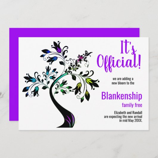 Faire-part C'est officiel, nous nous attendons à ce que l'arb (Devant / Derrière)