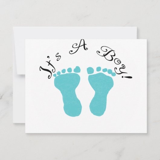 Faire-part C'est un garçon avec des empreintes bleues (Devant)