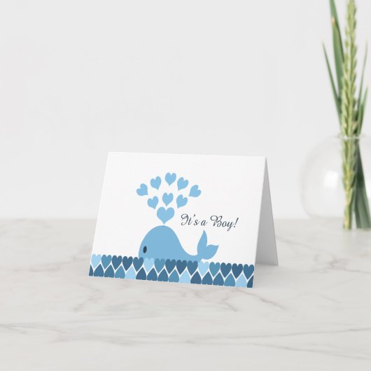 Faire-part C'est un garçon ! Baleine mignonne (Devant)