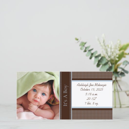 Faire-part C'est un garçon-Carte photo Statistiques Profondes (Debout devant)