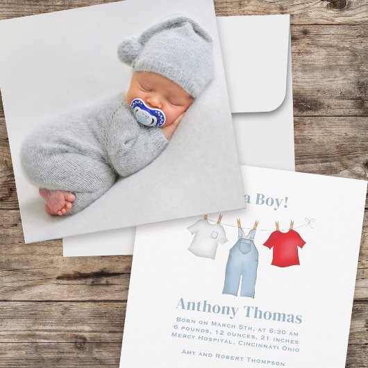 Faire-part C'est un garçon Linge de bébé mignon pour garçon