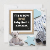 Faire-part C'est un garçon, médias sociaux, Grossesse bleu la (Devant)