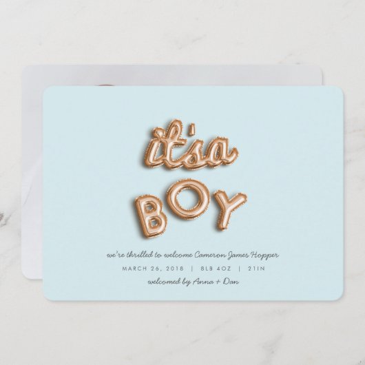 Faire-part c'est un garçon ! or rose/BLEU (Devant / Derrière)