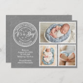 Faire-part C'est un garçon ! timbres poste (Devant / Derrière)