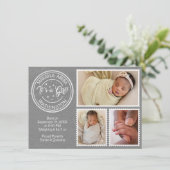 Faire-part C'est un garçon ! timbres poste (Debout devant)