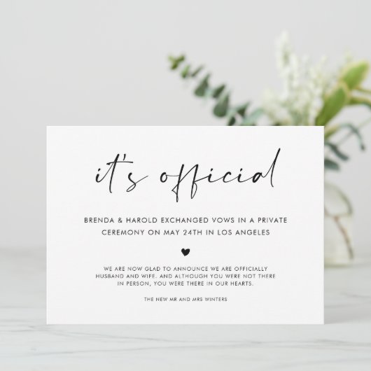 Faire-part C'est un simple Mariage officiel (Debout devant)