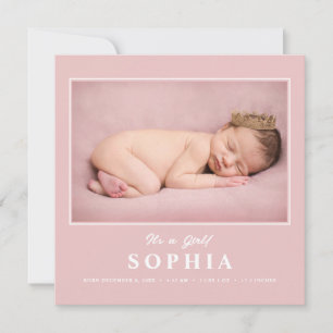 Faire-part C'est une fille Blush Pink Photo Collage Bébé Fill