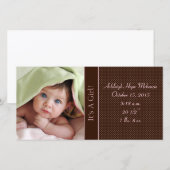 Faire-part C'est une fille-Carte photo Statistiques Profond B (Devant / Derrière)