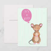 Faire-part C'est une fille  | Carte postale de Souris des Boi (Devant / Derrière)