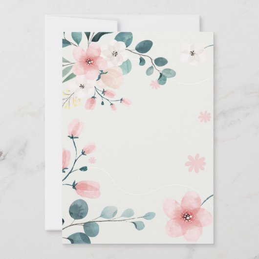 Faire-part C'est une Fille Naissance Turquoise et des fleurs (Dos)