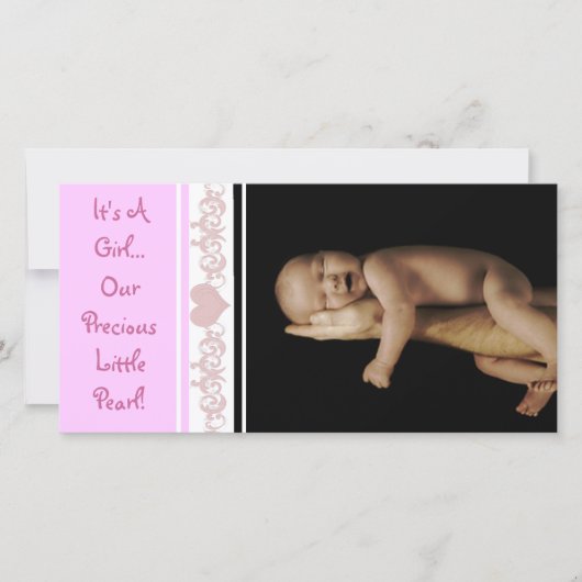 Faire-part C'est une fille... Notre Précieuse Petite Perle (Devant)
