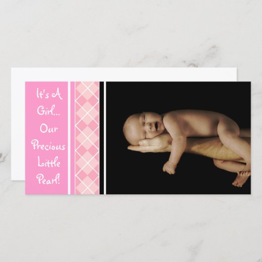 Faire-part C'est une fille... Notre Précieuse Petite Perle (Devant / Derrière)